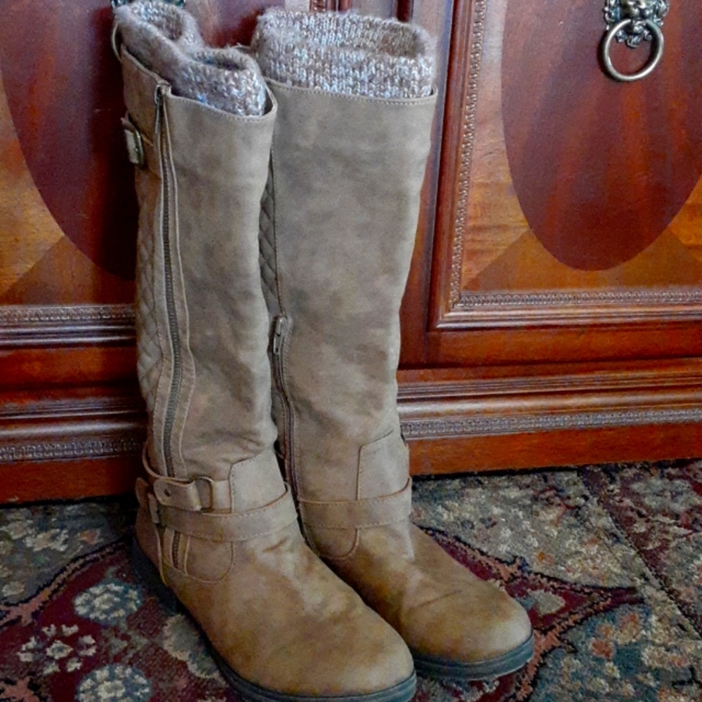 Light brown knee high justfab boots
